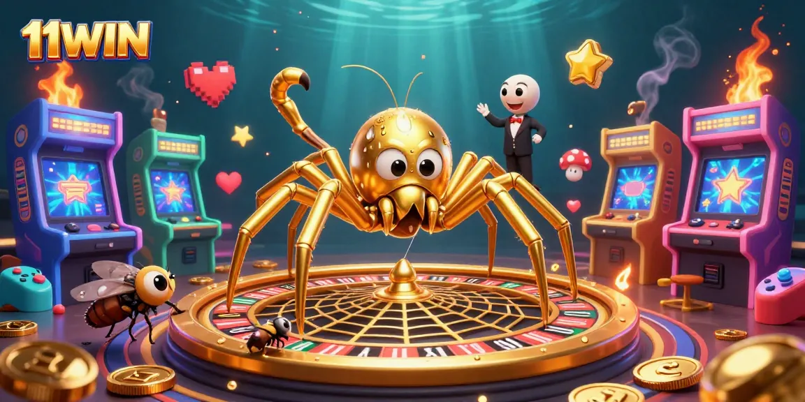 Experience thrilling bets at 11WIN with a vibrant, dynamic casino-themed illustration.