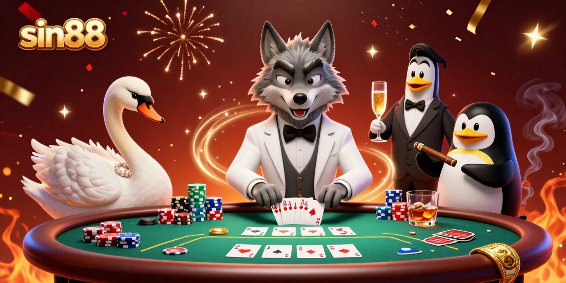 Engage in exciting card action at sin88's elegant casino with our vibrant 3D illustration!
