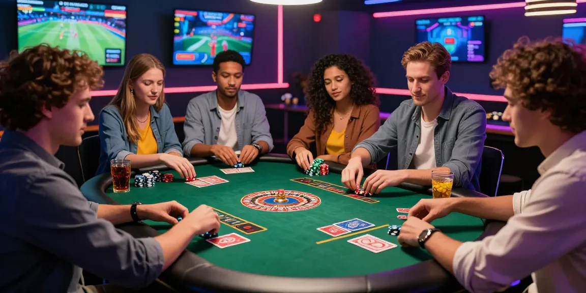 LUCK8 gaming scene with friends enjoying casino games and vibrant atmosphere.