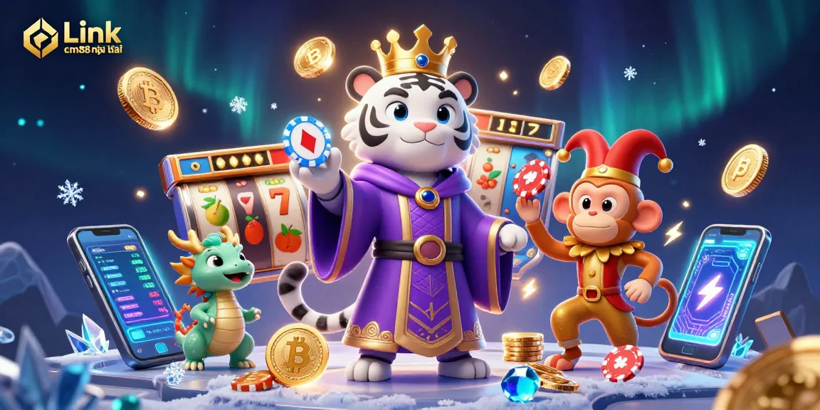 Engage in thrilling casino action with Link cm88 mới nhất showcasing exciting slots and vibrant characters.