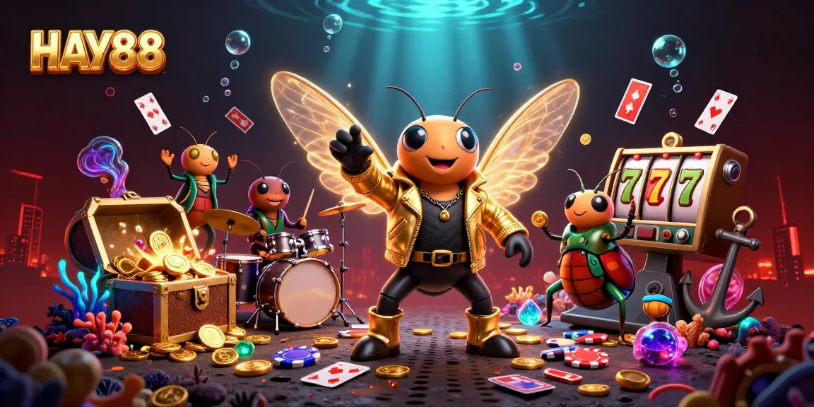 Spin the reels and win big with HAY88 in this vibrant 3D casino scene.