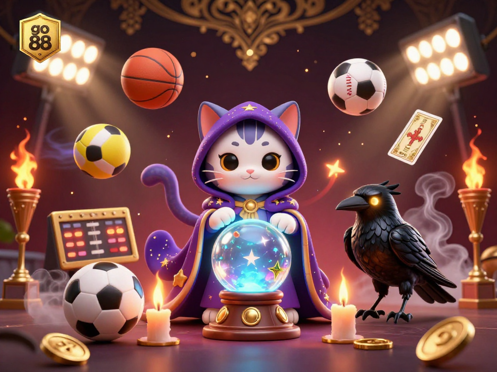 Win big with go 88 at this vibrant 3D casino fair featuring mystic animals and dynamic sports elements.