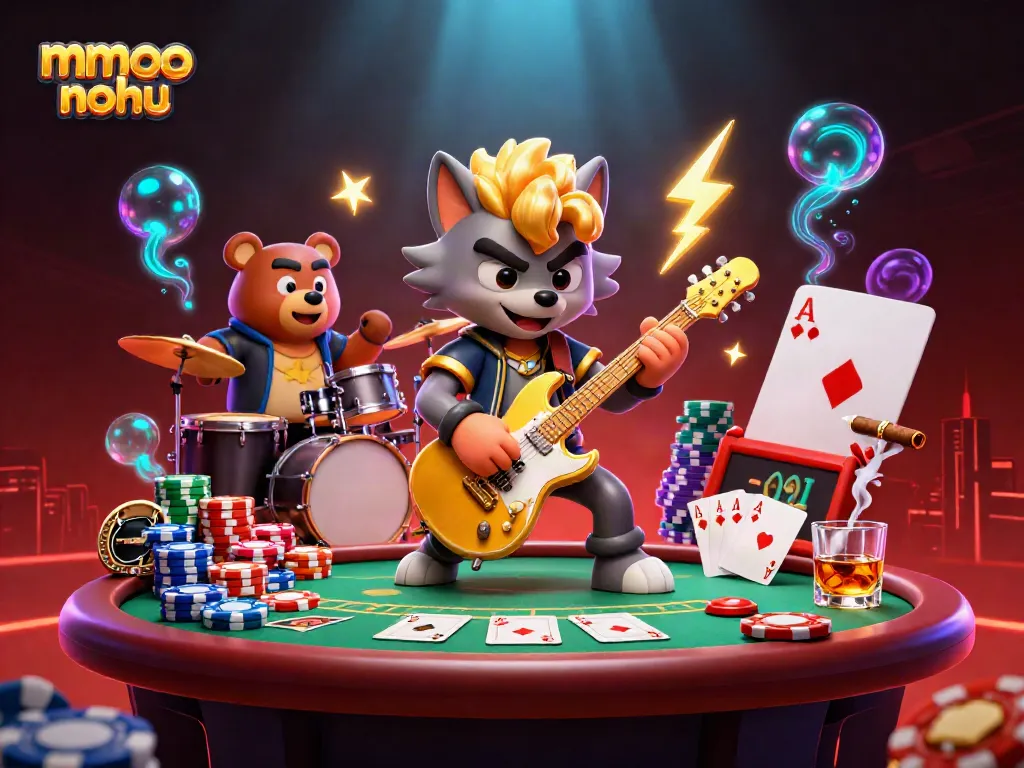 Experience an electrifying performance in the mmoo no hu casino scene with poker elements and dynamic characters.