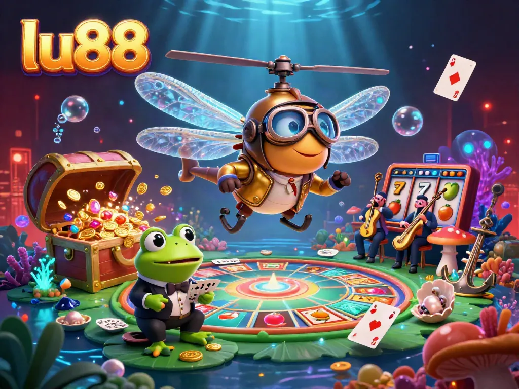 Experience the excitement of lu88 in this vibrant scene filled with interactive casino elements.