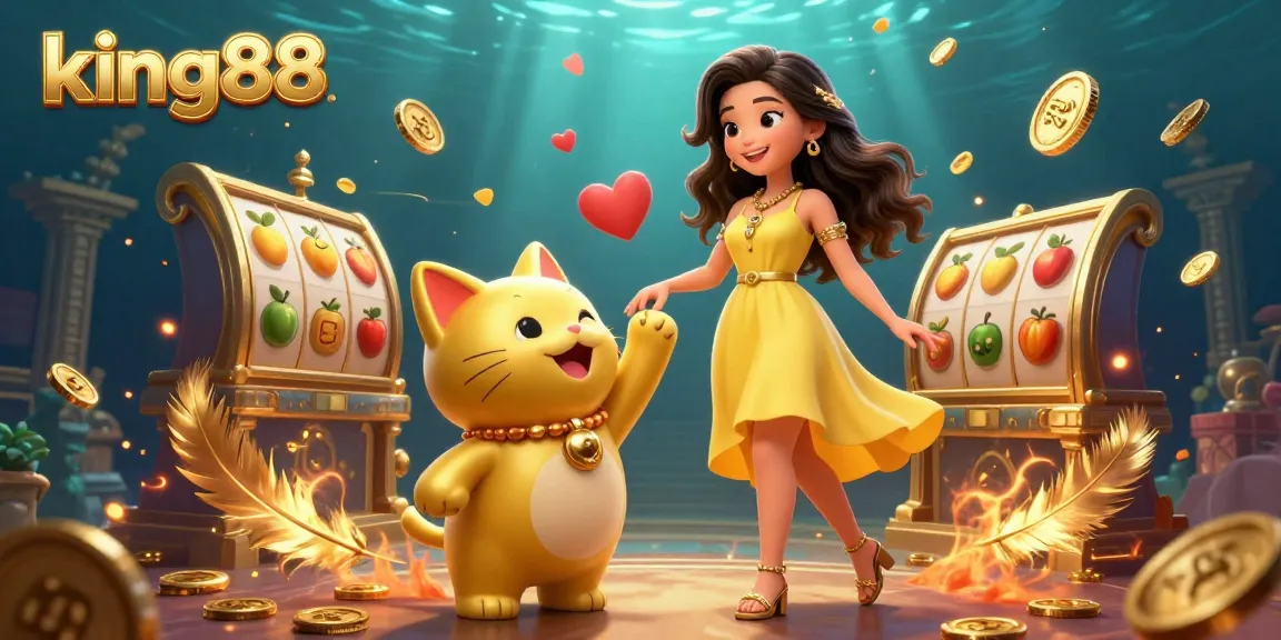 Experience the excitement of king88 with vibrant 3D illustrations of games and winning moments.