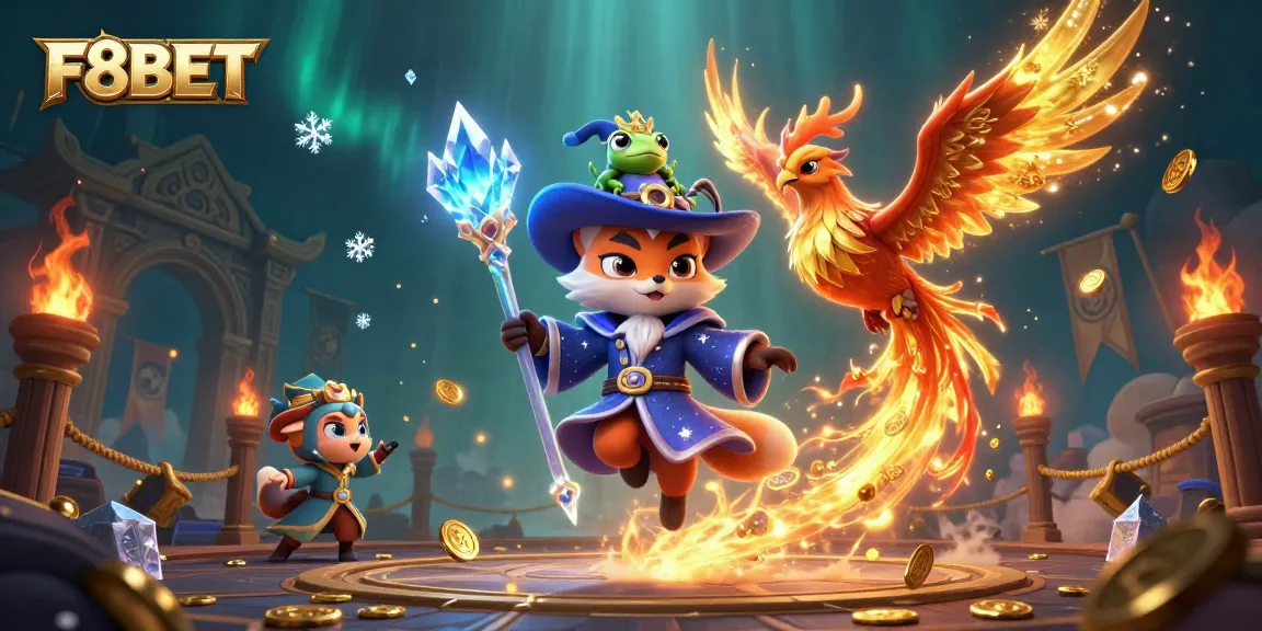 Engage in thrilling gameplay with F8BET, featuring dynamic 3D scenes of fantasy elements and casino excitement.