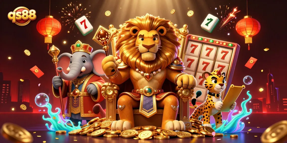 Celebrate winning moments with qs88 in a vibrant casino scene featuring royalty and luck elements
