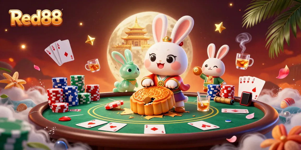Engage with Red88 in an exciting 3D casino scene featuring poker chips and glamorous elements.