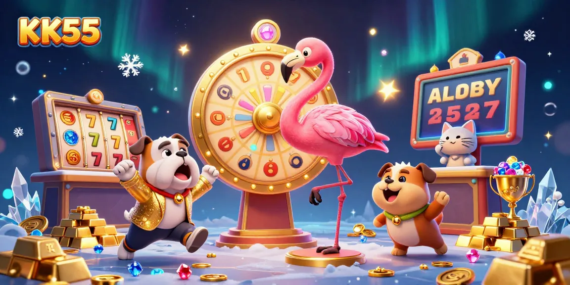 Spin to win at KK55 while enjoying vibrant casino elements in a dynamic scene.