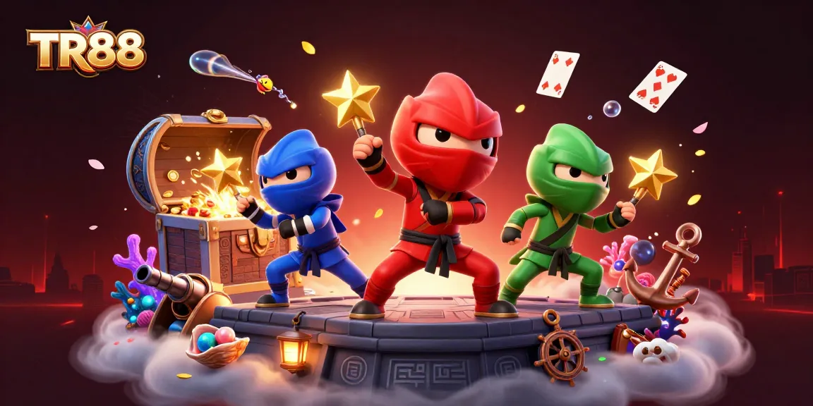 Experience winning strategies with TR88's vibrant digital casino illustration featuring action-packed gaming elements.