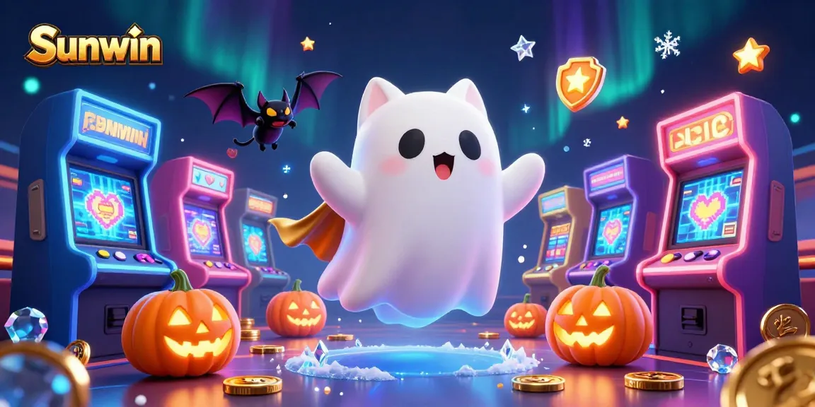 Sunwin offers an engaging ghost cat adventure in a casino, showcasing vibrant game elements for players.