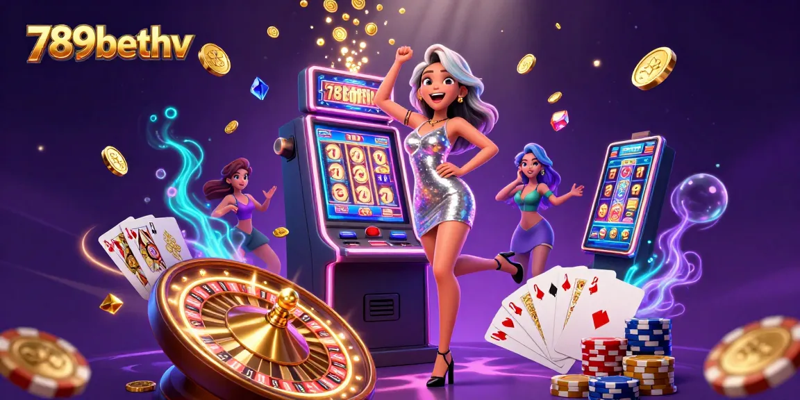 Experience thrilling wins at 789bethv with a celebratory scene of jackpots and casino excitement.