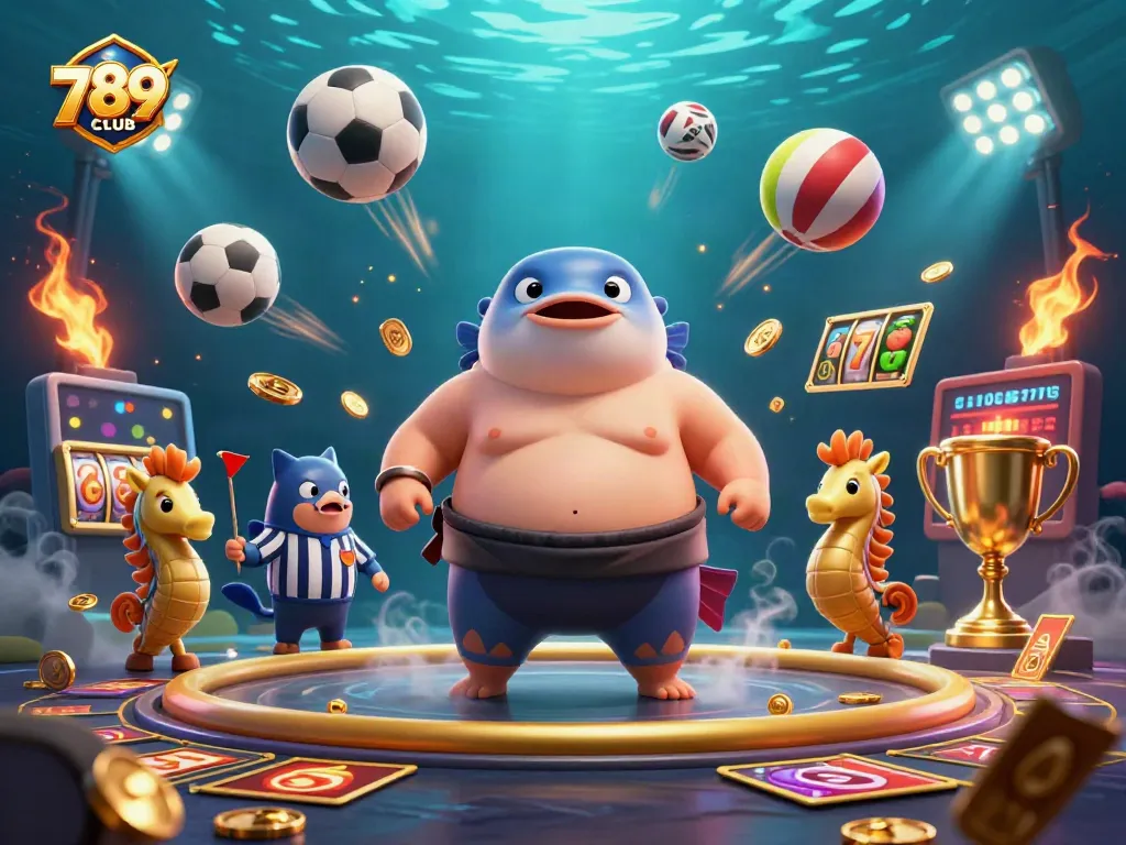 Win big at 789CLUB with dynamic 3D casino gaming elements in an underwater scene.
