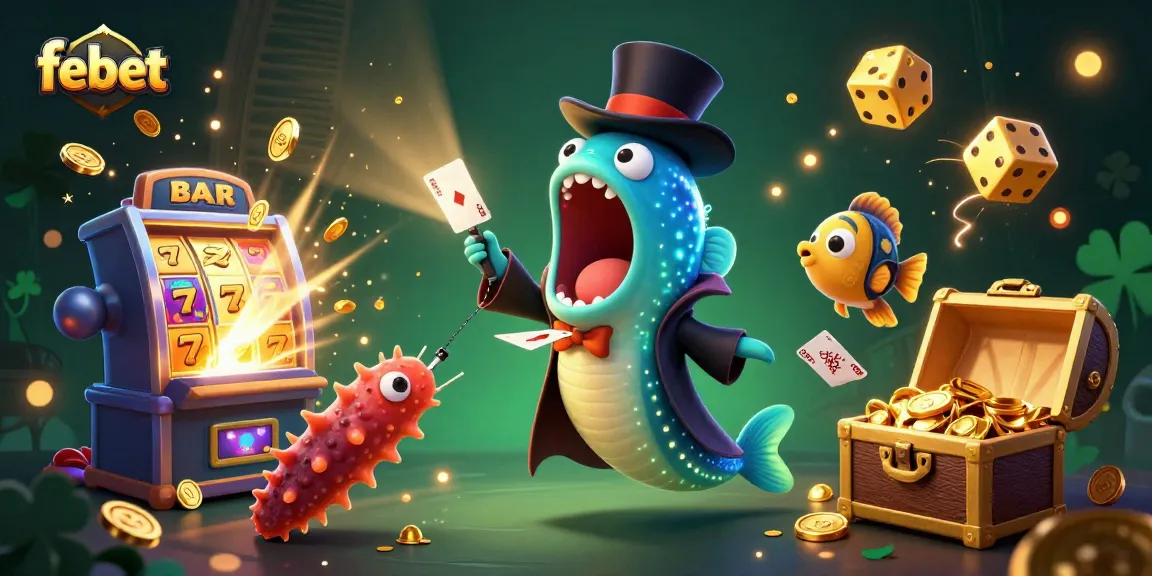 Watch the febet brand come alive in this dynamic casino-themed scene with enchanting characters, showcasing excitement and winnings.