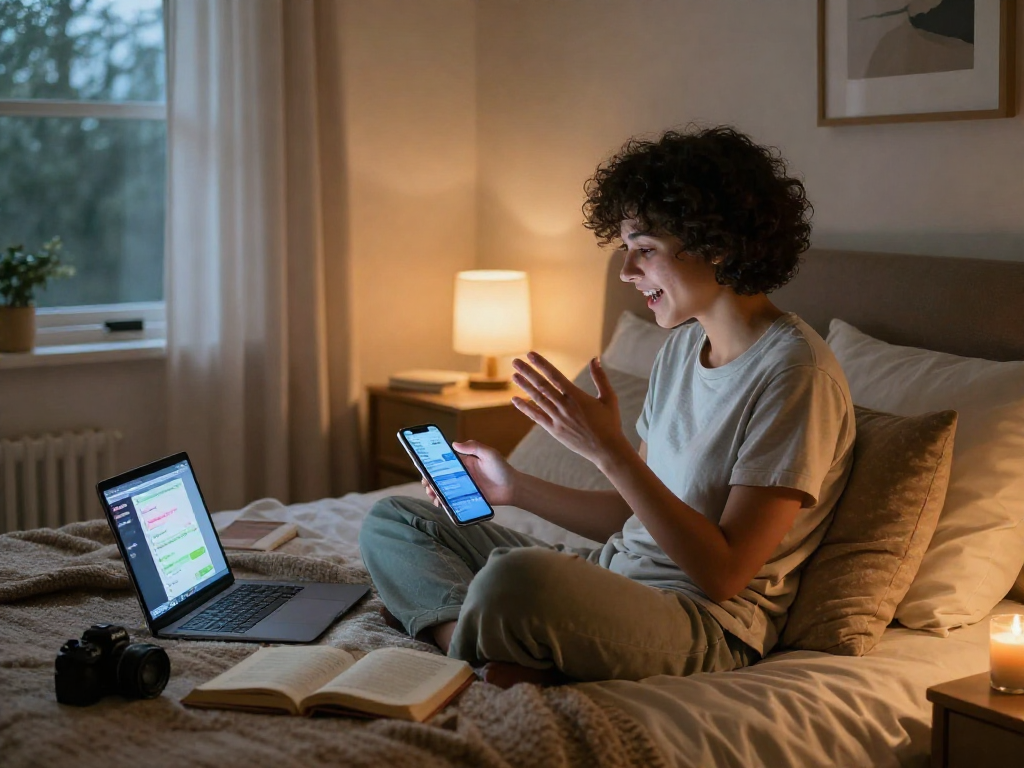 Engaging sex ai conversation in a cozy bedroom setup