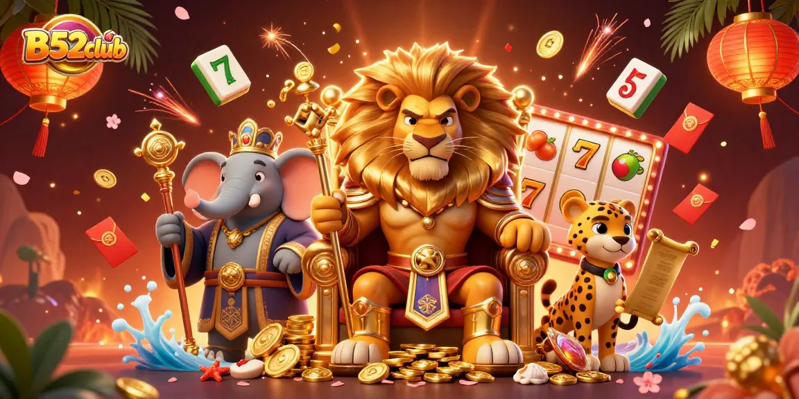 Experience thrilling wins at B52club with this dynamic 3D casino illustration featuring vibrant slot elements.