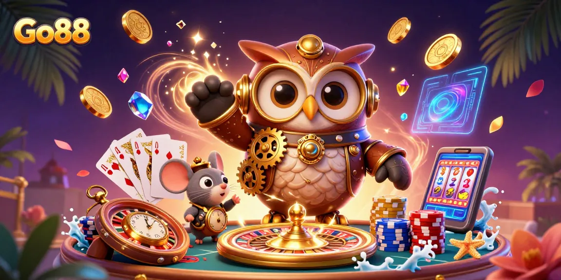 Experience thrilling gaming with Go88's unique casino adventure featuring magical characters and vibrant elements.