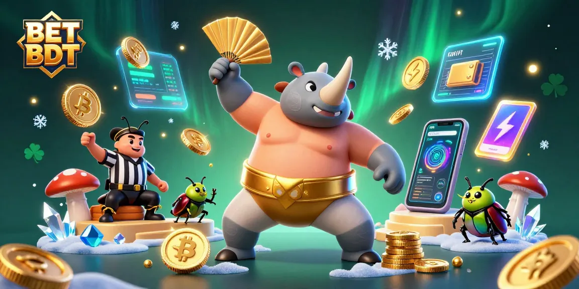 Experience thrilling action at BET BDT with our dynamic sumo beetle champion scene amidst vibrant casino elements.