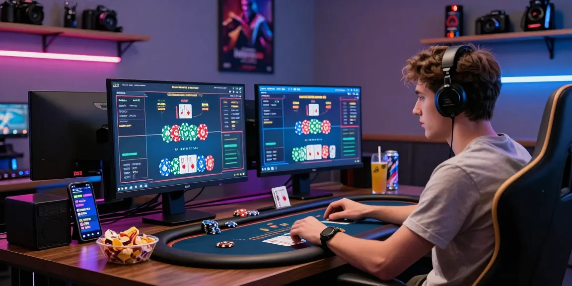 Experience thrilling online gaming with Sunwin in a vibrant home setup featuring poker gameplay.