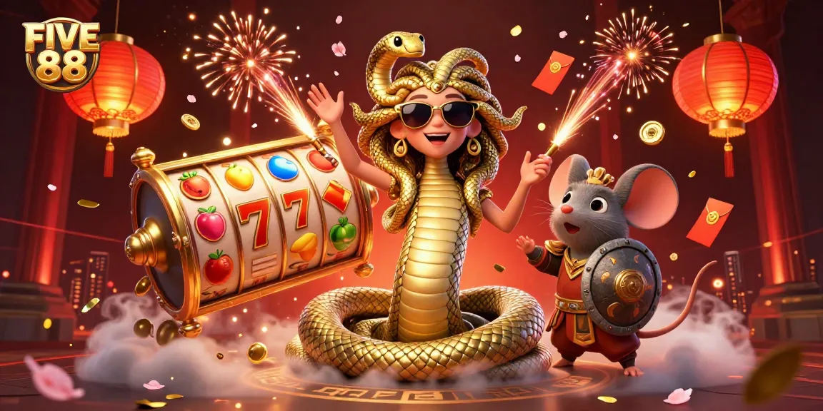 Engage in thrilling slot action at FIVE 88 with dynamic reels and festive elements.